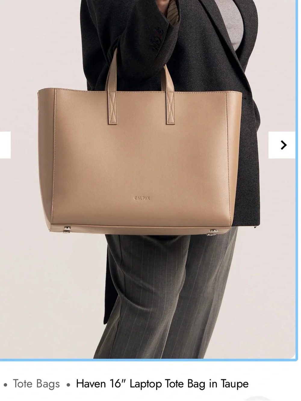 CALPAK Haven 16" Laptop Work Travel Tote Bag in Taupe - Picture 2 of 16